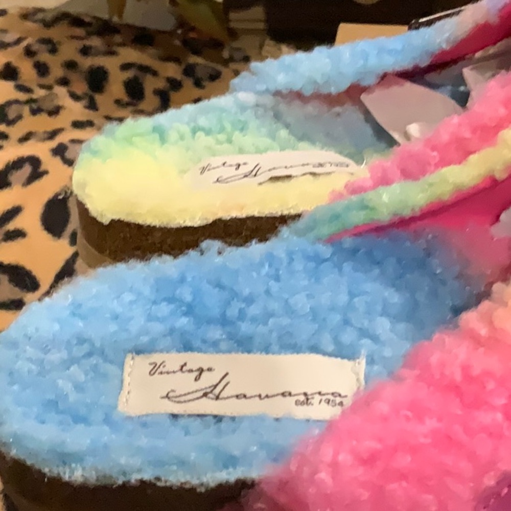 #207 💥Vintage Havana WOOL slides/clog cotton candy color W. Sz8 firm 15 - Picture 3 of 5